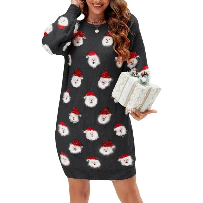 Knitted Holiday Sweater With Santa Theme