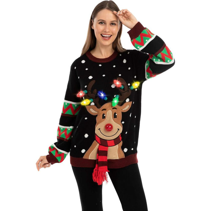 Light Up Christmas Sweater With Festive Design
