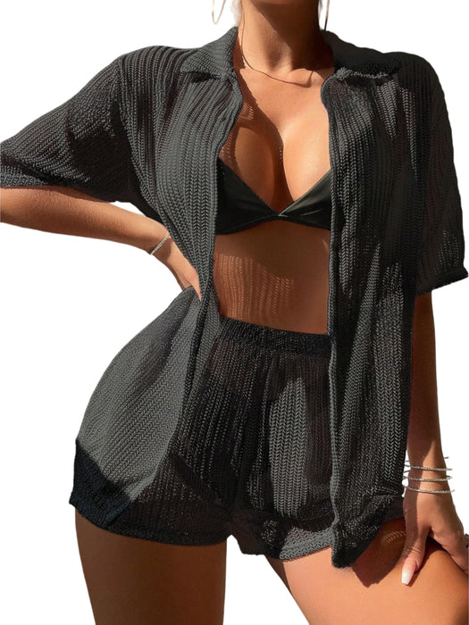 Plain Short Sleeve Top And Shorts