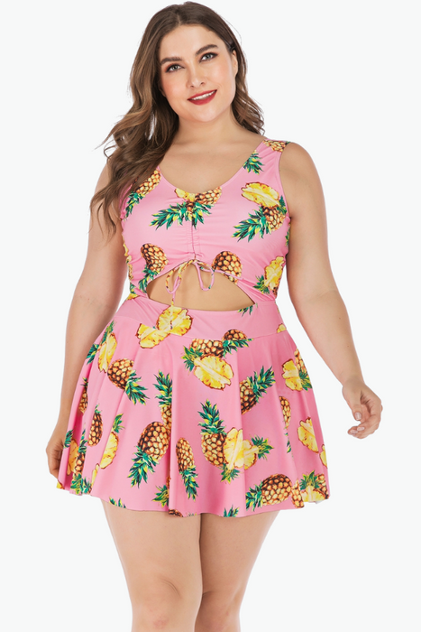 Pink Pineapple One Piece Plus Size Swimsuit