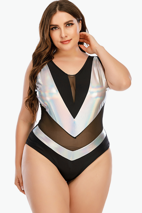 Holographic One Piece Plus Size Swimsuit
