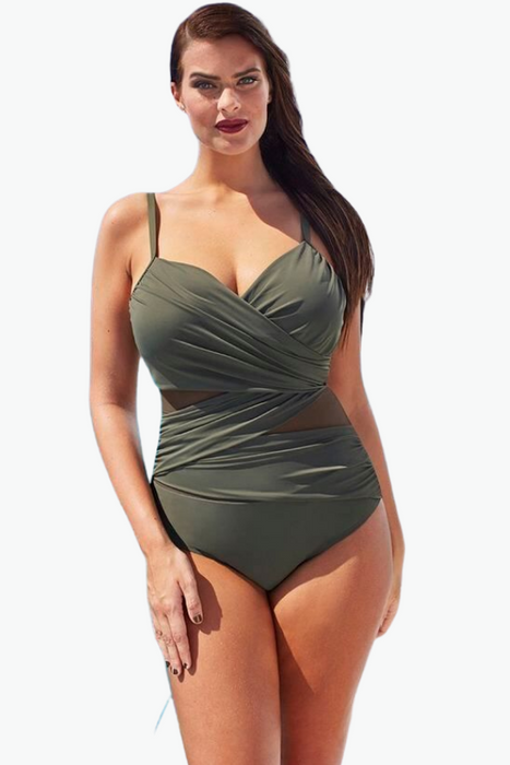 Army Green One Piece Plus Size Swimsuit