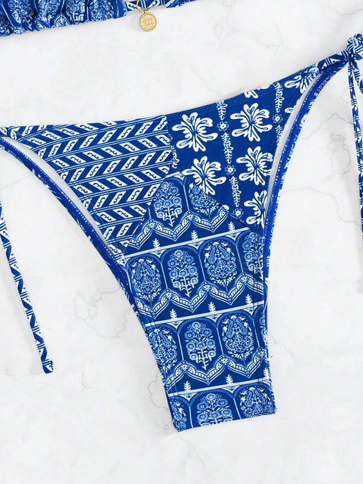 Paisley Print Tie Up Bikini Set