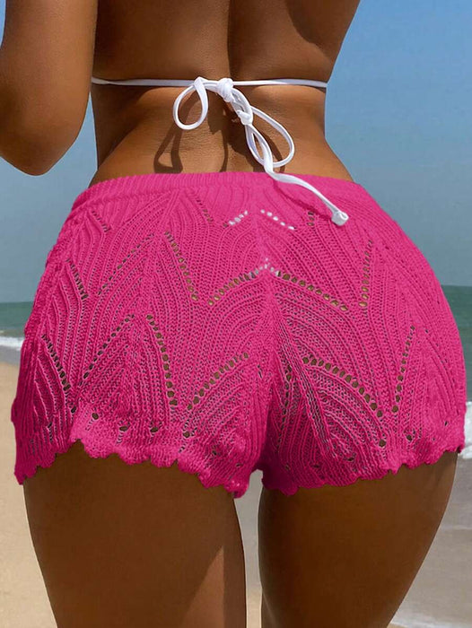 Hollow Out Drawstring Cover Up Shorts