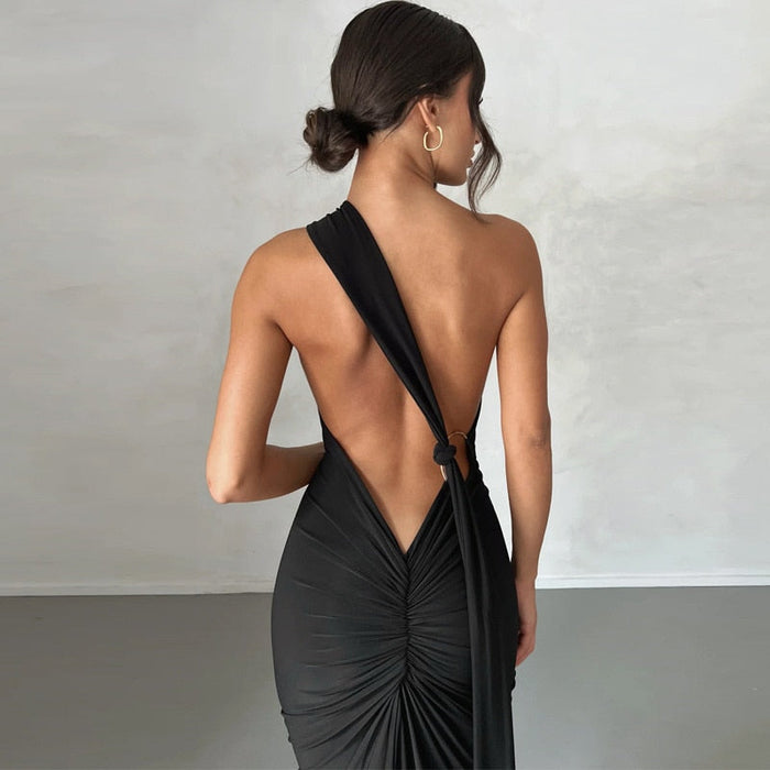 Oblique Backless Maxi Dress