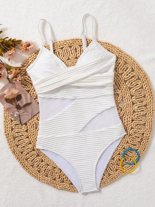 One Piece Swimsuit With Netting Panel