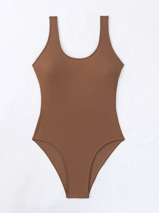Solid Color One Piece Swimsuit