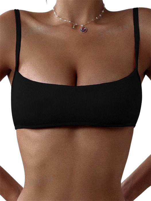 Solid Rib Cami Bikini Top
