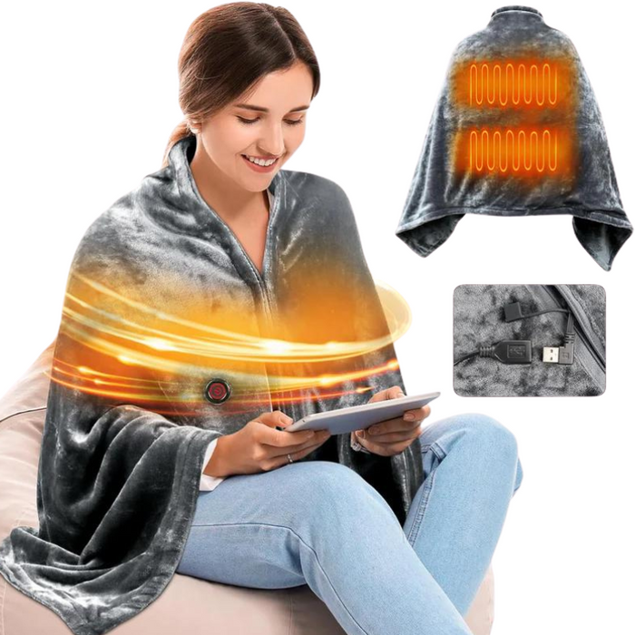 Zip Up Heated Blanket Shawl
