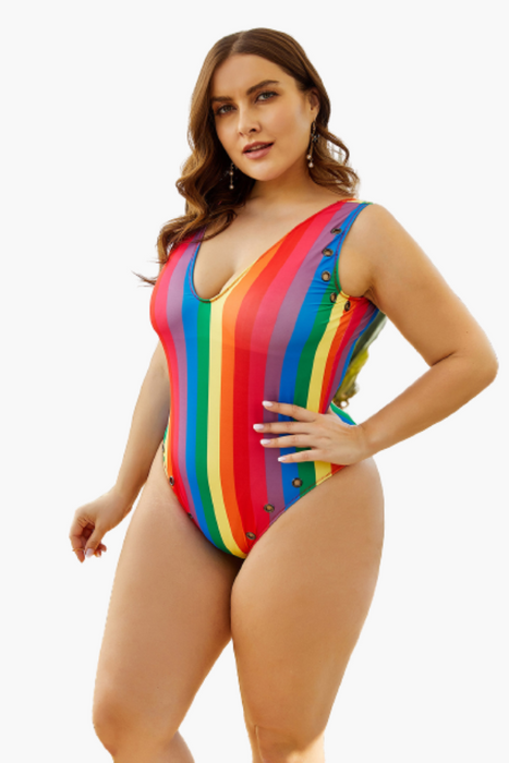 Rainbow One Piece Plus Size Swimsuit