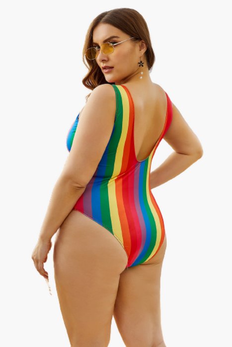 Rainbow One Piece Plus Size Swimsuit