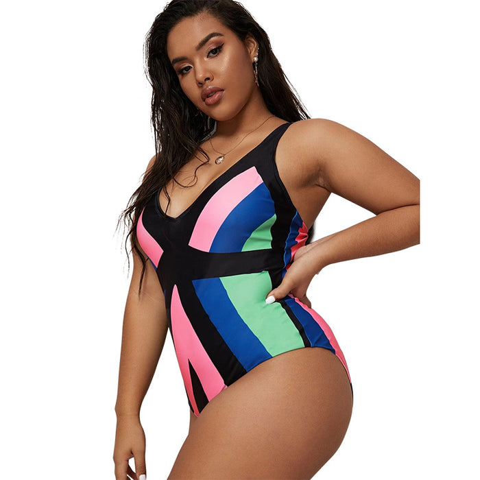 A One-Piece Colorful Bikini Swimsuit