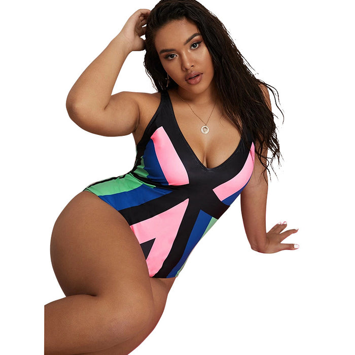 A One-Piece Colorful Bikini Swimsuit