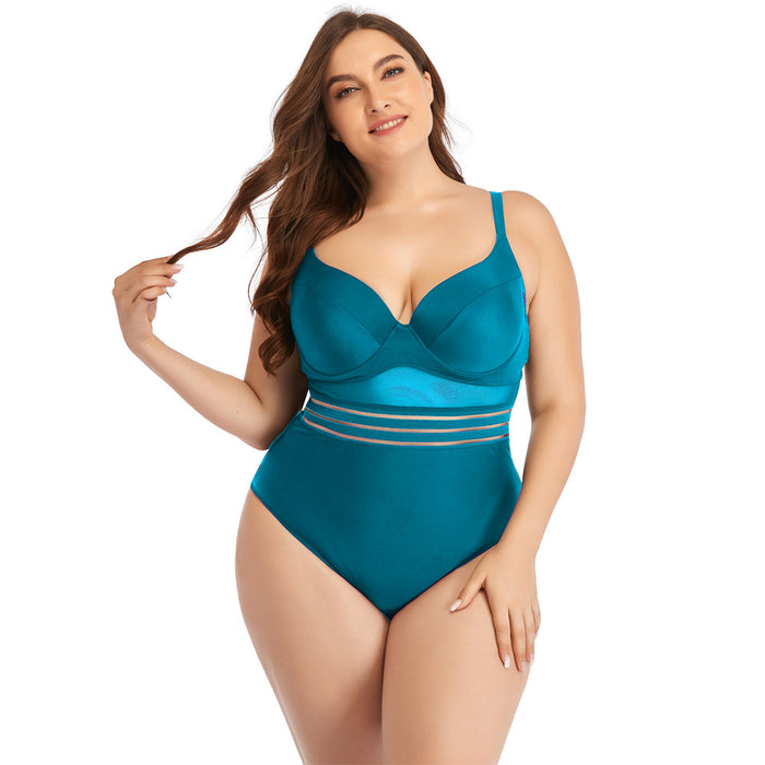 The Mesh Stiff Cup Solid Swimsuit