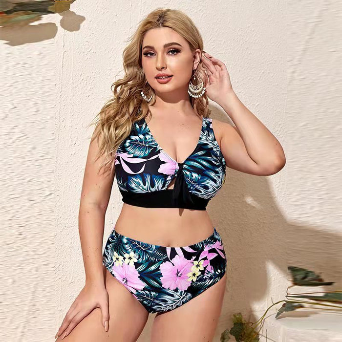 Printed High-Waisted Wrap Swimsuit