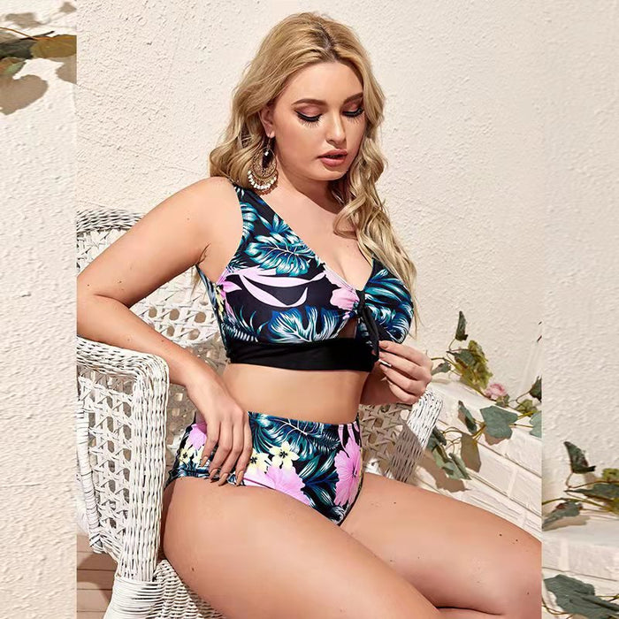 Printed High-Waisted Wrap Swimsuit