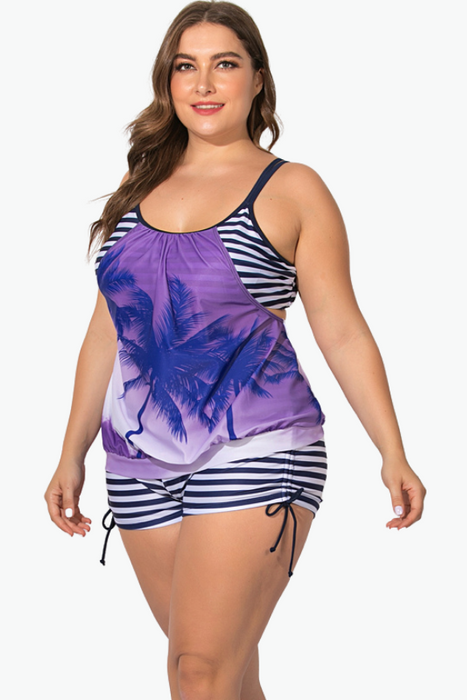 Violet Sunset Two Piece Tankini Plus Size Swimsuit