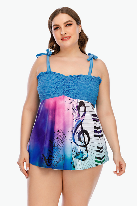 Blue Music Two Piece Tankini Plus Size Swimsuit