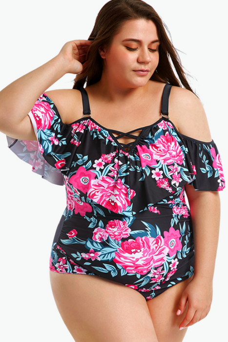 Floral Ditsy One Piece Plus Size Swimsuit — Curvy Waves