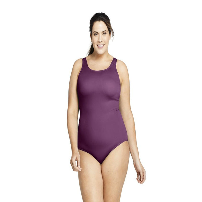 Plus Size Resistant Sporty Soft Cup One-Piece Swimsuit