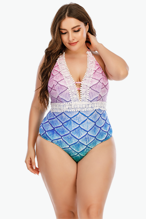 Mermaid Scale One Piece Plus Size Swimsuit