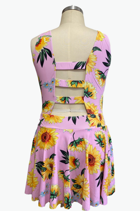 Sunflowers Pink One Piece Plus Size Swimsuit