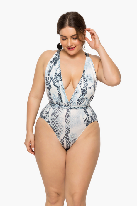 Snake Printed One Piece Plus Size Swimsuit