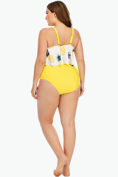 Pastel Pineapples Two Piece Tankini Plus Size Swimsuit
