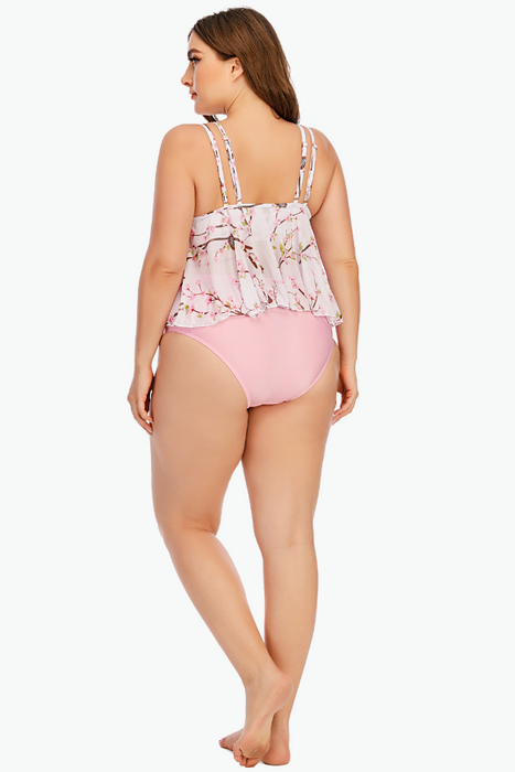 Cherry Blossom Two Piece Tankini Plus Size Swimsuit