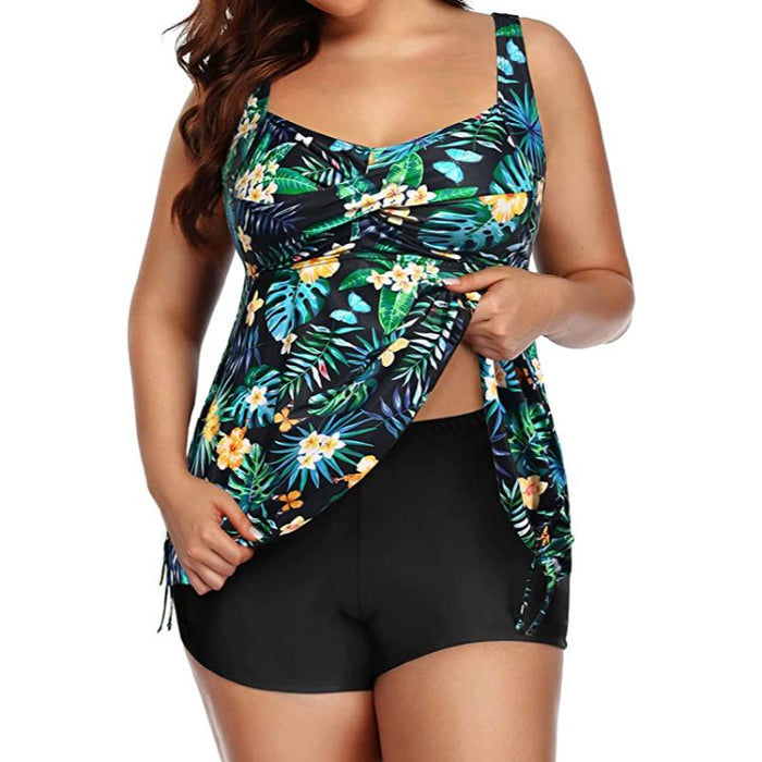 Women Plus Size Tankini Two Piece Swimsuit