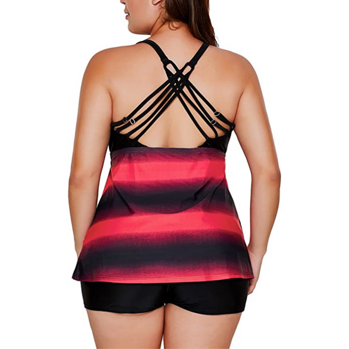 Women's Block Striped Tankini Swimsuits