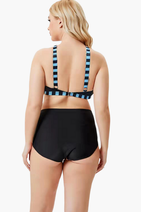 Cross Neck Two Piece Plus Size Swimsuit