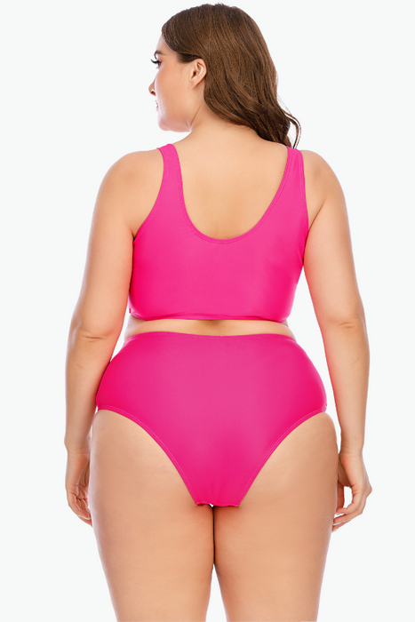 Pink Skeleton Grab Two Piece Plus Size Swimsuit