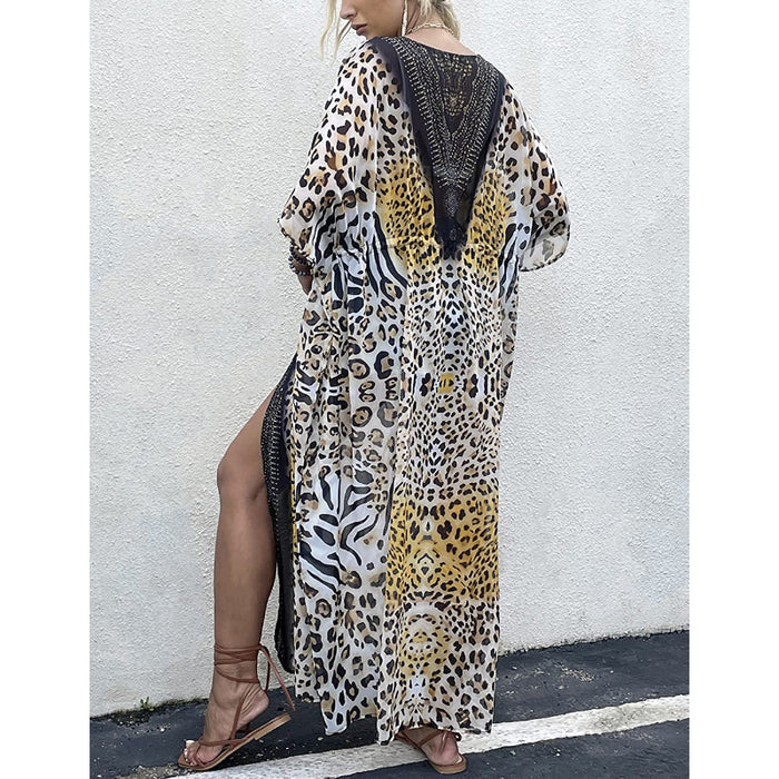 Long Beach Cover Up Leopard Print For Women