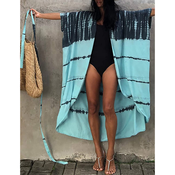 Printed Open Front Kimono Swimsuit Cover-Up For Women
