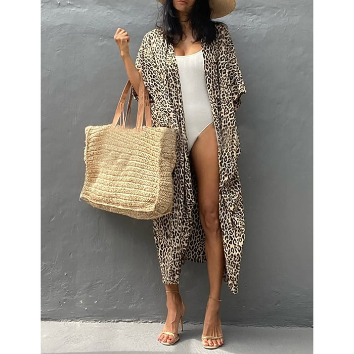 Open Front Long Kimono Swimsuit Cover Up