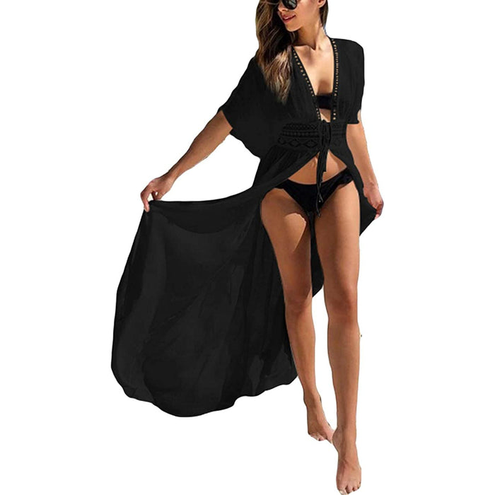 Women's Long Beach Kimono Open Front Bikini Cover Up