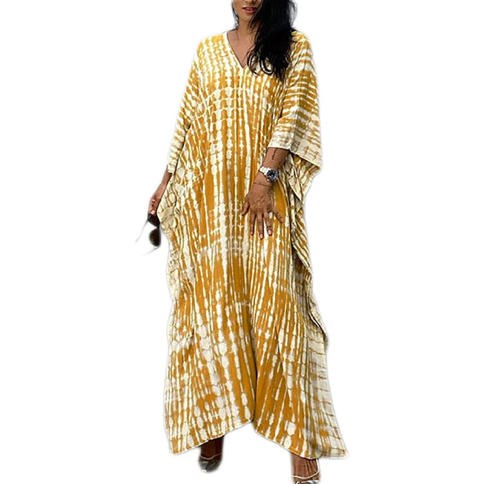 Beach Printed Kaftan Dress For Women's Short Sleeve Suit Cover Ups
