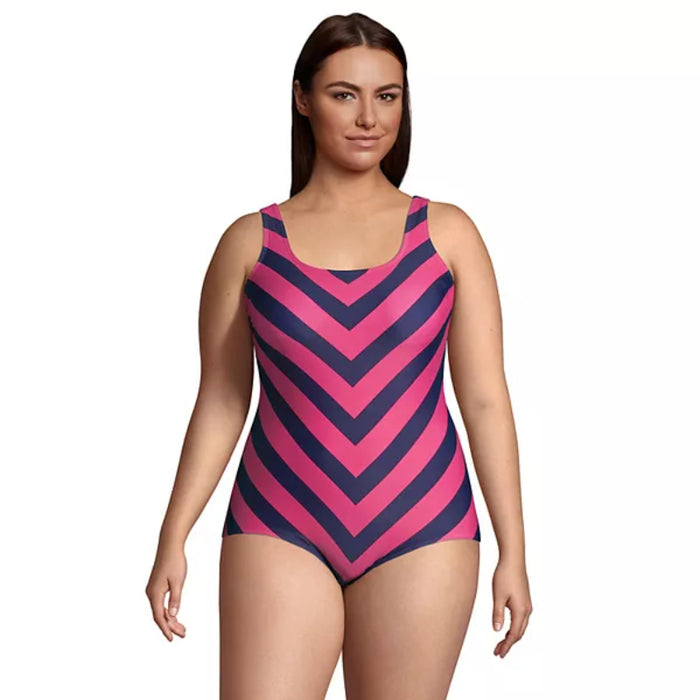 Women Plus Size Resistant Sporty Soft Cup One-Piece Swimsuit