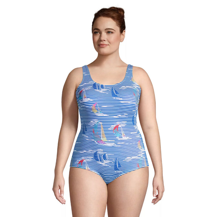 One-Piece Swimsuit Plus Size Resistant Sporty Soft Cup