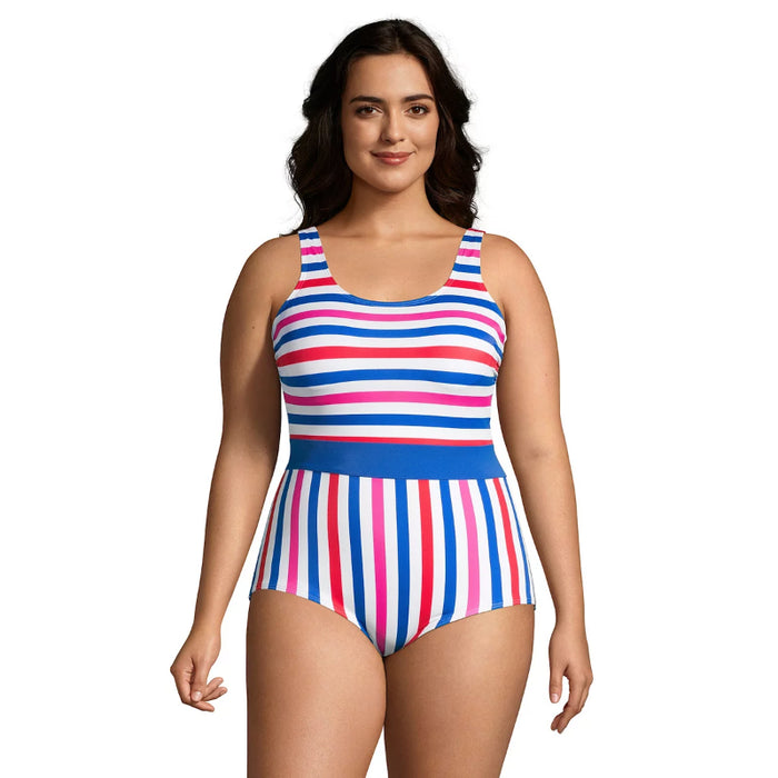 One-Piece Swimsuit Plus Size Resistant Sporty Soft Cup
